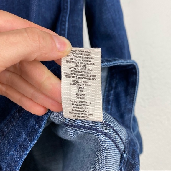 FREE PEOPLE Neapolitan Dreams Denim Mini Dress Tunic size Medium - Picture 10 of 11